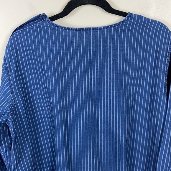 Zara Trafuluc Pinstripe Embroidered Veggies Chambray Top size S - Picture 11 of 13